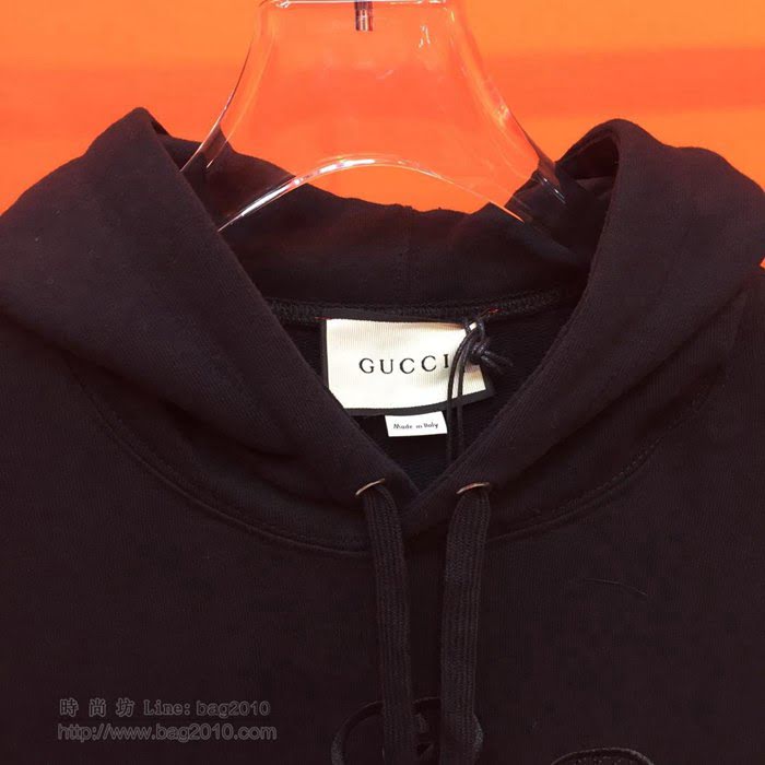 Gucci男裝 19-20FW新款 古奇連帽衛衣 黑色男士套頭衛衣 男士秋季最新單品  tzy2346